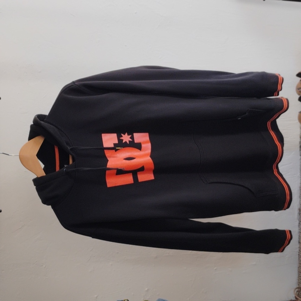 Excellent Condition! DC Black Sweatshirt with Vibrant Orange Emblem